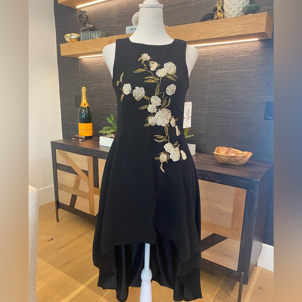 NEW w/Tags GB Girls Black Embroidered Dress with High/Low Skirt size 12